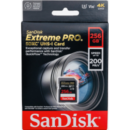 Карта памяти SanDisk Extreme PRO SDXC 256 ГБ Class 10 UHS-I V30 200/140 Мб/с