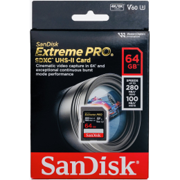 Карта памяти SanDisk Extreme PRO 6K-Video 064 ГБ SDXC Class 10 UHS-II V60, 280/100 Мб/с