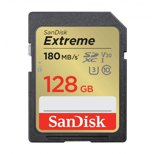 Карта памяти SanDisk Extreme SDXC 128 ГБ Class 10 UHS-I U3 V30 180/90 МБ/с