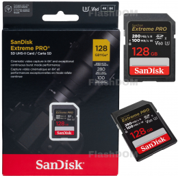 Карта памяти SanDisk Extreme PRO 6K-Video 128 ГБ SDXC Class 10 UHS-II V60 280/100 Мб/с