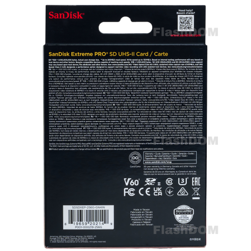 Карта памяти SanDisk Extreme PRO 6K-Video 256 ГБ SDXC Class 10 UHS-II V60, 280/150 Мб/с