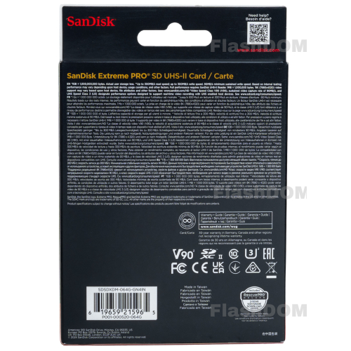 Карта памяти SanDisk Extreme PRO 8K-Video 064 ГБ SDXC Class 10 UHS-II V90, 300/300 Мб/с