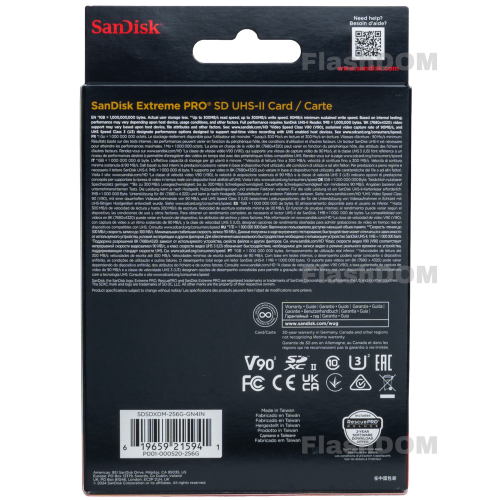 Карта памяти SanDisk Extreme PRO 8K-Video 256 ГБ SDXC Class 10 UHS-II V90, 300/300 Мб/с