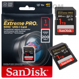 Карта памяти SanDisk Extreme PRO SDXC. 1 ТБ Class 10 UHS-I V30 200/140 Мб/с