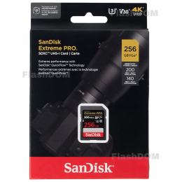 Карта памяти SanDisk Extreme PRO SDXC 256 ГБ Class 10 UHS-I V30 200/140 Мб/с