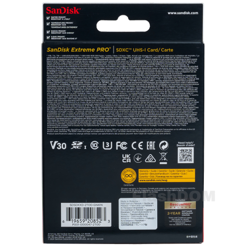 Карта памяти SanDisk Extreme PRO SDXC. 2 ТБ Class 10 UHS-I V30 250/150 Мб/с