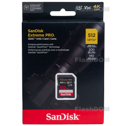 Карта памяти SanDisk Extreme PRO SDXC 512 ГБ Class 10 UHS-I V30 200/140 Мб/с