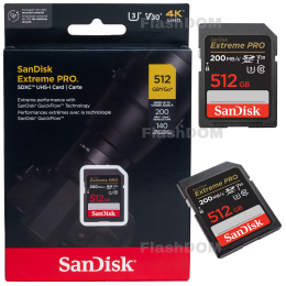 Карта памяти SanDisk Extreme PRO SDXC 512 ГБ Class 10 UHS-I V30 200/140 Мб/с