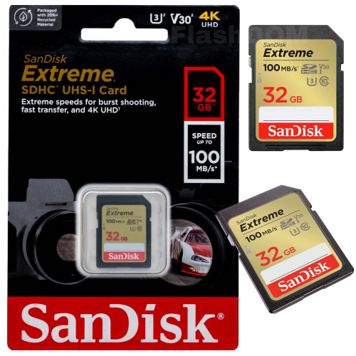 Карта памяти SanDisk Extreme SDXC  032 ГБ Class 10 UHS-I V30 100 Мб/с