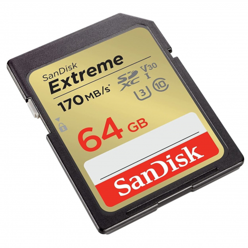 Карта памяти SanDisk Extreme SDXC  064 ГБ Class 10 UHS-I V30 170/80 Мб/с