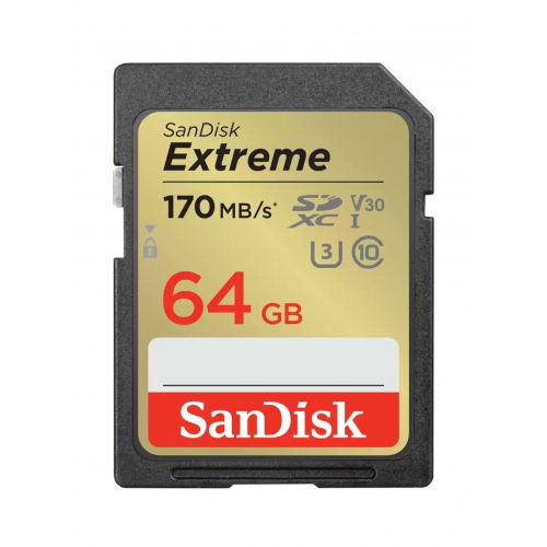Карта памяти SanDisk Extreme SDXC  064 ГБ Class 10 UHS-I V30 170/80 Мб/с