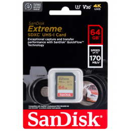 Карта памяти SanDisk Extreme SDXC  064 ГБ Class 10 UHS-I V30, 170/80 Мб/с