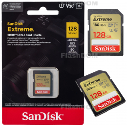 Карта памяти SanDisk Extreme SDXC 128 ГБ Class 10 UHS-I V30, 180/90 Мб/с