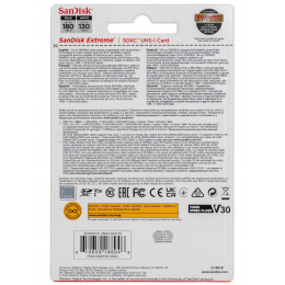 Карта памяти SanDisk Extreme SDXC 256 ГБ Class 10 UHS-I V30, 180/130 Мб/с