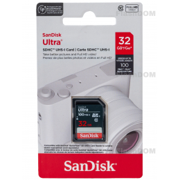 Карта памяти SanDisk SDHC Ultra  032 ГБ Class 10 UHS-I, 100 Мб/с