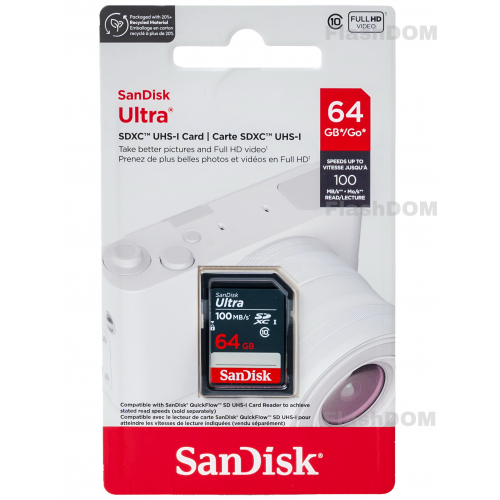 Карта памяти SanDisk SDХC Ultra  064 ГБ Class 10 UHS-I, 100 Мб/с