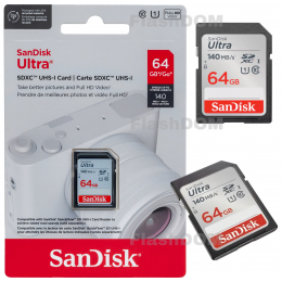 Карта памяти SanDisk Ultra SDXC 064 ГБ Class 10 UHS-I, 140 Мб/с