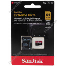 Карта памяти SanDisk Extreme PRO microSDXC  064 ГБ UHS-I, 200/90 Мб/с + SD адаптер
