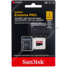 Карта памяти SanDisk Extreme PRO microSDXC- 1TБ  UHS-I, 200/140 Мб/с + SD адаптер