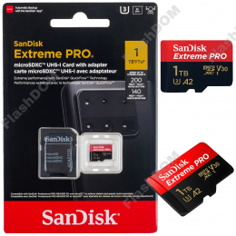 Карта памяти SanDisk Extreme PRO microSDXC- 1TБ  UHS-I, 200/140 Мб/с + SD адаптер