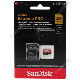 Карта памяти SanDisk Extreme PRO microSDXC 256 ГБ UHS-I, 200/140 Мб/с + SD адаптер
