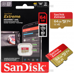 Карта памяти SanDisk microSDXC Extreme 064 ГБ Class 10 UHS-I A2, 170/80 Мб/с