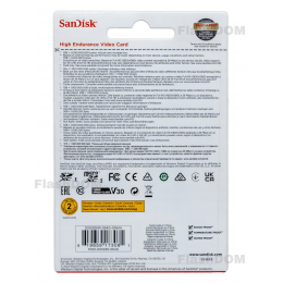 Карта памяти SanDisk MicroSDXC High Endurance Video Monitoring Card 064 ГБ Class 10 UHS-I U3, 100 Мб/с + SD адаптер