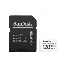 Карта памяти SanDisk MicroSDXC High Endurance Video Monitoring Card 128 ГБ Class 10 UHS-I U3, 100 Мб/с + SD адаптер
