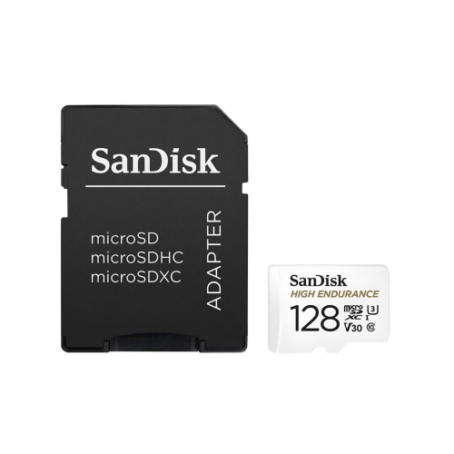 Карта памяти SanDisk MicroSDXC High Endurance Video Monitoring Card 128 ГБ Class 10 UHS-I U3, 100 Мб/с + SD адаптер