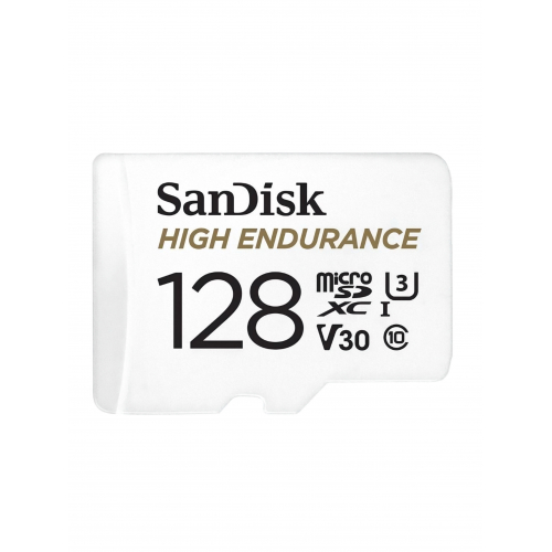 Карта памяти SanDisk MicroSDXC High Endurance Video Monitoring Card 128 ГБ Class 10 UHS-I U3, 100 Мб/с + SD адаптер