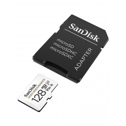 Карта памяти SanDisk MicroSDXC High Endurance Video Monitoring Card 128 ГБ Class 10 UHS-I U3, 100 Мб/с + SD адаптер