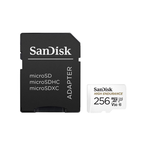 Карта памяти SanDisk MicroSDXC High Endurance Video Monitoring Card 256 ГБ Class 10 UHS-I U3, 100 Мб/с + SD адаптер