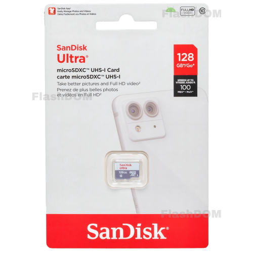 Карта памяти SanDisk Ultra microSDXC 128 ГБ Ultra UHS-I, 100 Мб/с