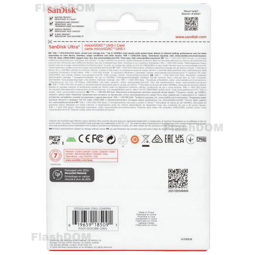 Карта памяти SanDisk Ultra microSDXC 128 ГБ Ultra UHS-I, 100 Мб/с