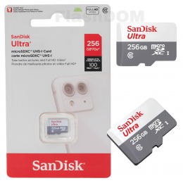 Карта памяти SanDisk Ultra microSDXC 256 ГБ Ultra UHS-I, 100 Мб/с