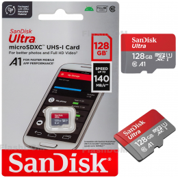 Карта памяти SanDisk 128 ГБ microSDXC Ultra Class 10 UHS-I A1, 140 Мб/с