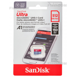 Карта памяти SanDisk 512 ГБ microSDXC Ultra Class 10 UHS-I A1, 150 Мб/с