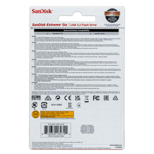 Флеш-накопитель (флэшка) SanDisk USB 3.2 Flash Drive 128 ГБ Extreme Go Type A