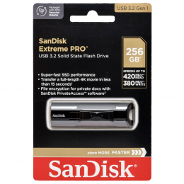 Флеш-накопитель SanDisk USB 3.2 Gen 1 - 256 ГБ Extreme PRO Solid State Flash drive Type A