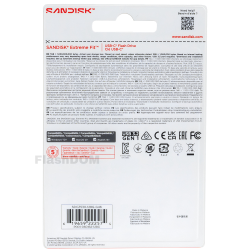 Флеш-накопитель SANDISK 128 Extreme Fit USB-C