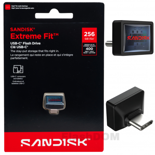 Флеш-накопитель SANDISK 256 Extreme Fit USB-C