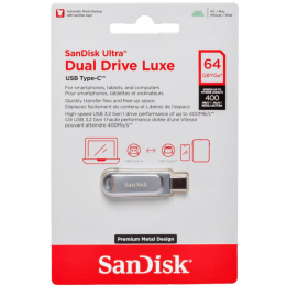 Флеш-накопитель SanDisk Ultra Dual Drive Luxe - 064 ГБ с интерфейсом USB Type-C/Type-A, 400 Мб/с