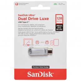 Флеш-накопитель SanDisk Ultra Dual Drive Luxe - 128 ГБ с интерфейсом USB Type-C/Type-A, 400 Мб/с