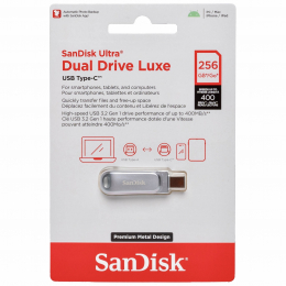 Флеш-накопитель SanDisk Ultra Dual Drive Luxe - 256 ГБ с интерфейсом USB Type-C/Type-A, 400 Мб/с