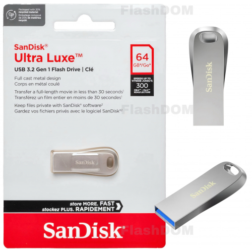 Флэш карта SanDisk Ultra Luxe 064 ГБ USB 3.2 Gen 1, 150 Мб/с