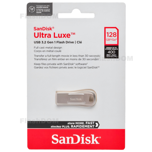 Флэш карта SanDisk Ultra Luxe 128 ГБ USB 3.2 Gen 1, 400 Мб/с