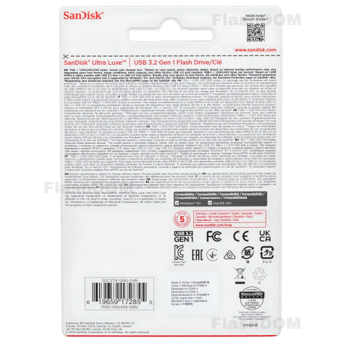 Флэш карта SanDisk Ultra Luxe 128 ГБ USB 3.2 Gen 1, 400 Мб/с