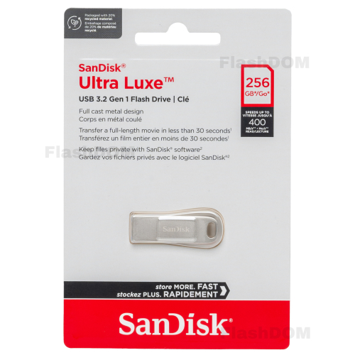 Флэш карта SanDisk Ultra Luxe 256 ГБ USB 3.2 Gen 1, 400 Мб/с