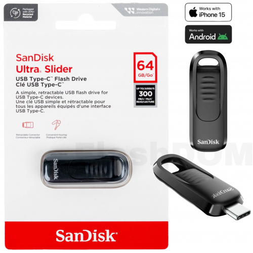 339, Флэш-накопитель SanDisk Ultra Slider USB Type-C - 64 ГБ, , 0 ₽, SDCZ480-064G-G46, SanDisk, Флэш-накопители USB