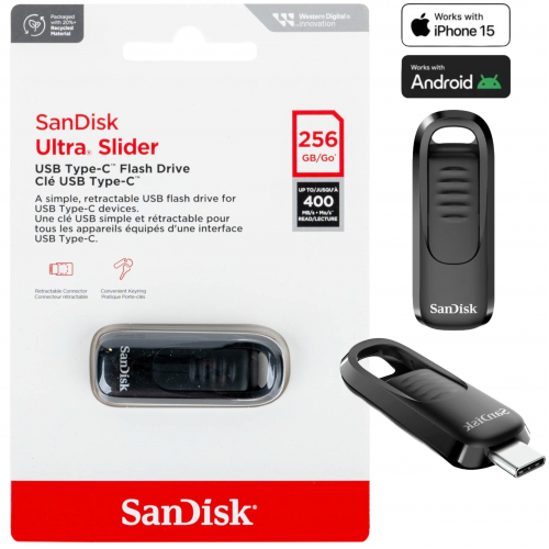 339, Флэш-накопитель SanDisk Ultra Slider USB Type-C - 256 ГБ, , 0 ₽, SDCZ480-256G-G46, SanDisk, Флэш-накопители USB